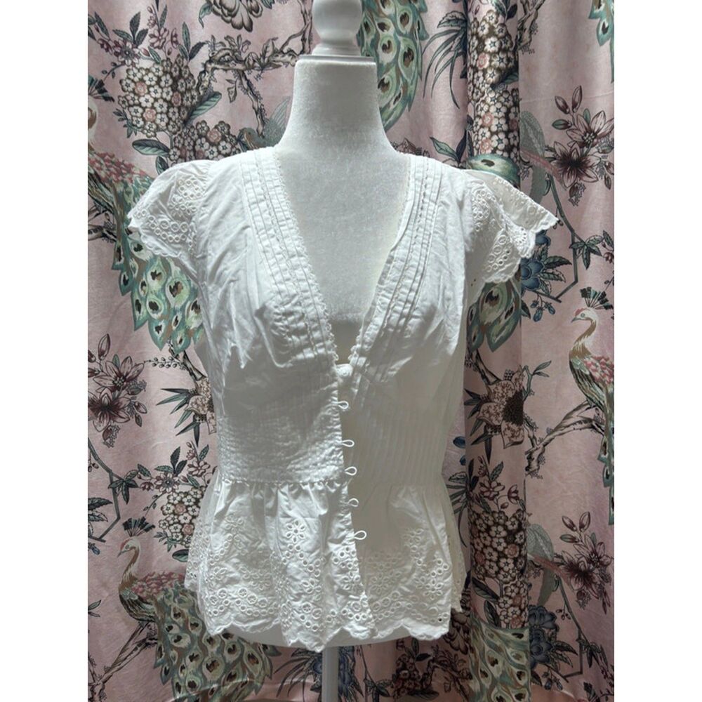 Farm Rio current season white eyelet and lace blouse